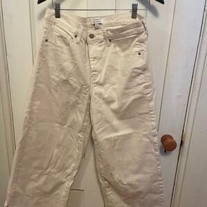Banana Republic Cream Wide-Leg Cropped Pants